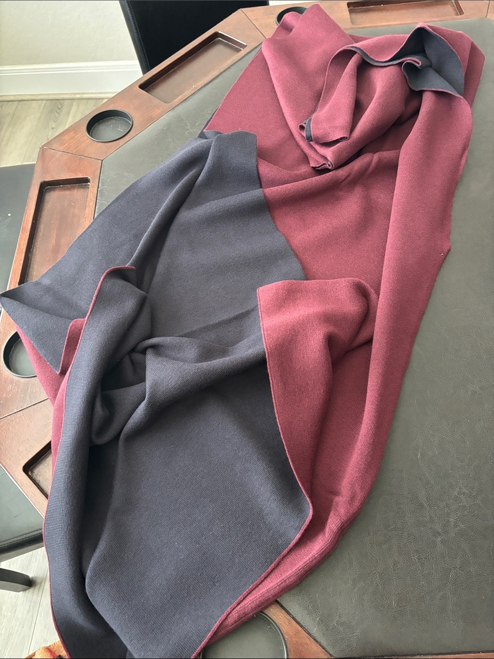 Martha Stewart Reversible Knit Throw in Burgundy and Navy